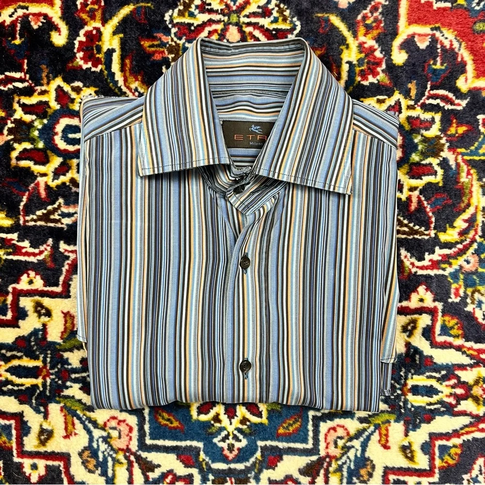 Etro Milano (40 / 16 / Medium) Multicolor Stripe Shirt - Picture 3 of 3